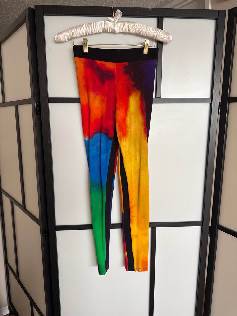 Authentic Paco Rabanne Multicolor Tie-Dye Logo Waistband Leggings - Size S